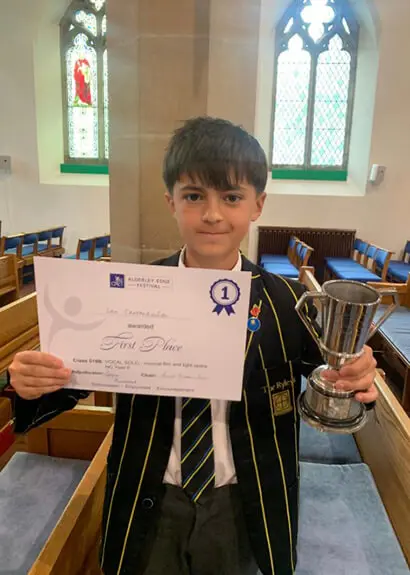 Pupils from The Ryleys School a private school in Cheshire, celebrating success at the Alderley Edge Festival 2025