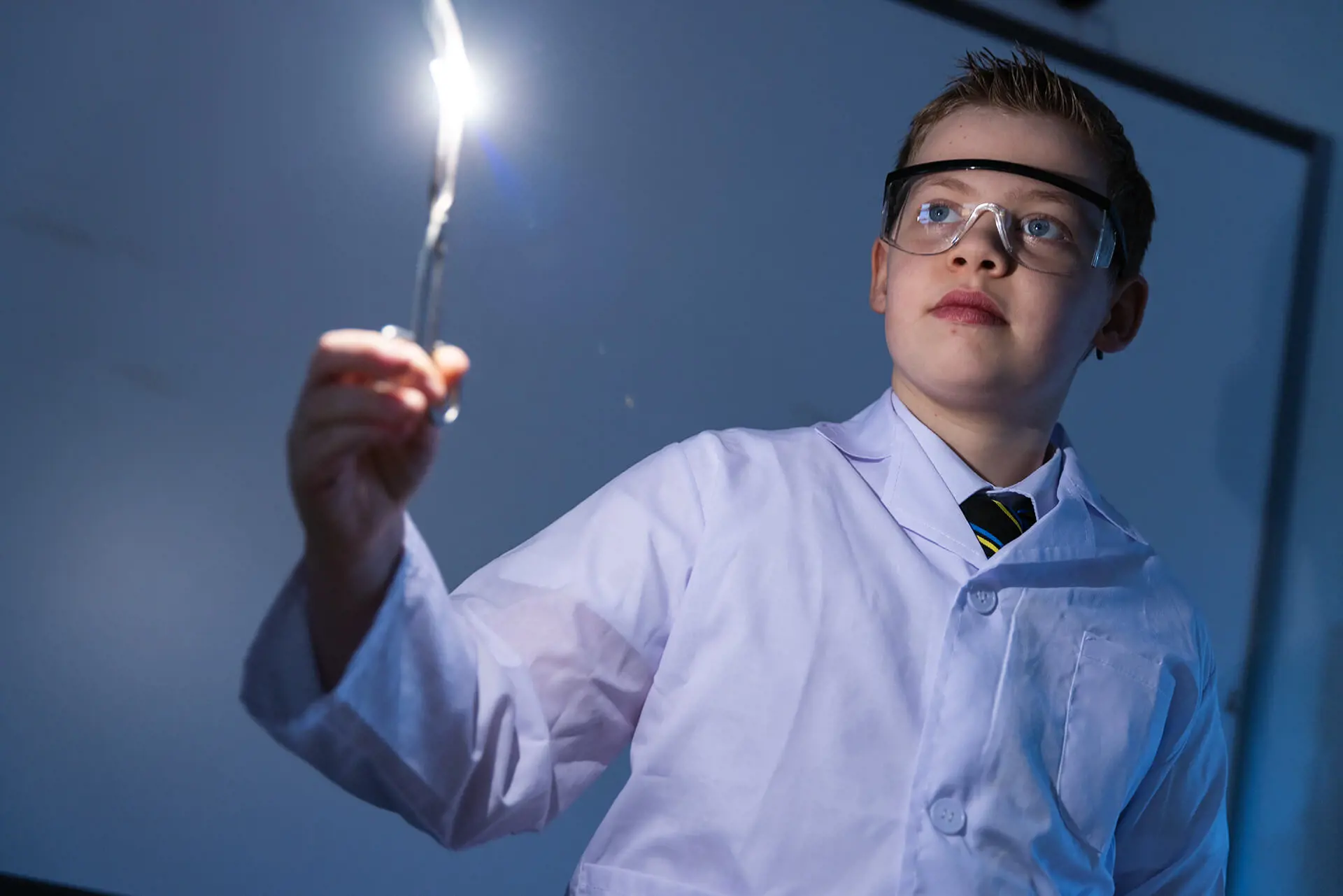 A Prep School pupil in Science class at The Ryleys School, a private school in Alderley Edge, Cheshire