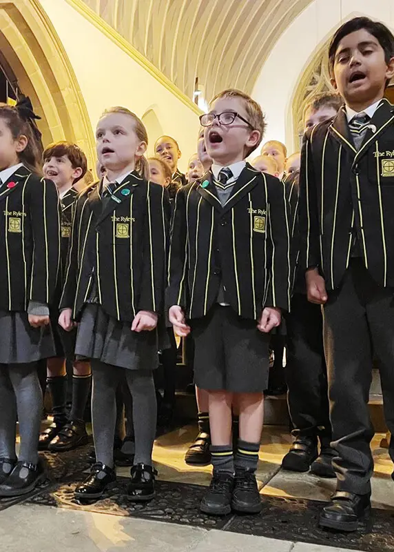 Pupils singing at The Ryleys School's 2024 Carol Service