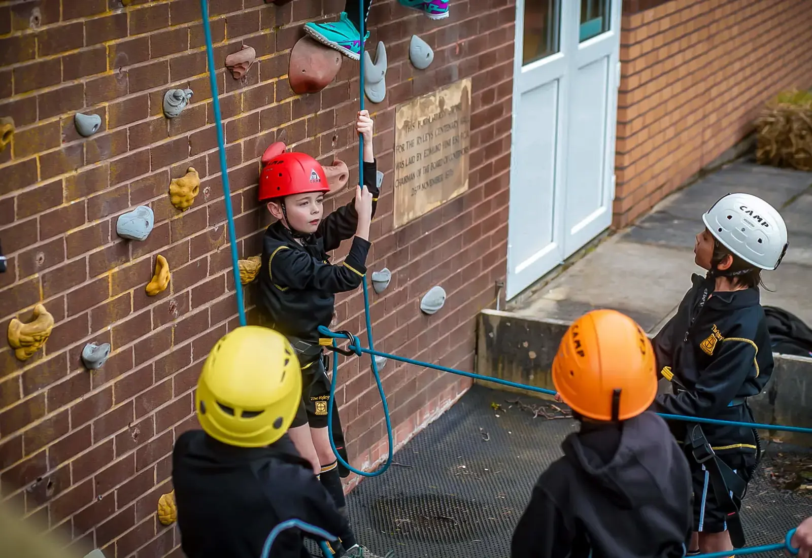 Pupils at the climbing wall at The Ryleys School, a prep school in Cheshire