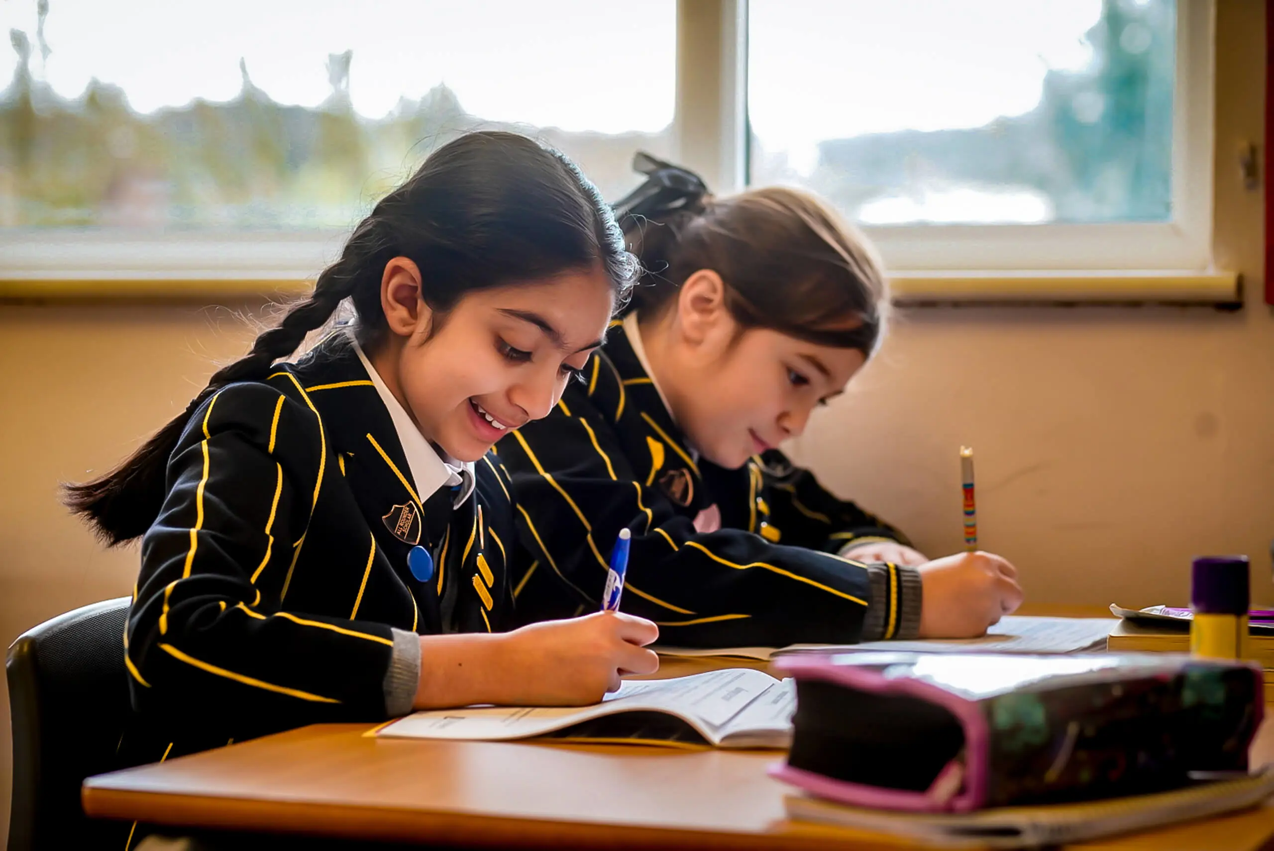 Pupils working in class at The Ryleys School, a private prep school in Alderley Edge, Cheshire