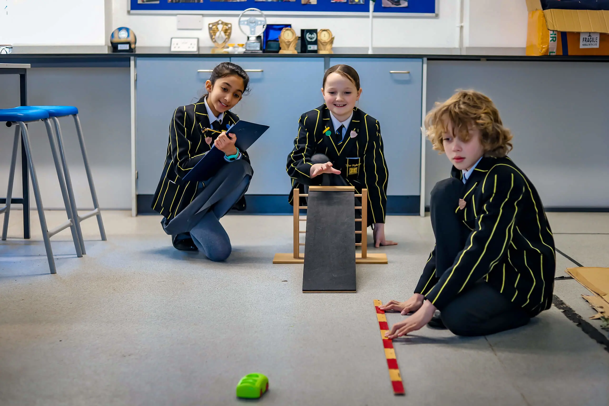 Pupils in science class at The Ryleys School, a private school in Cheshire