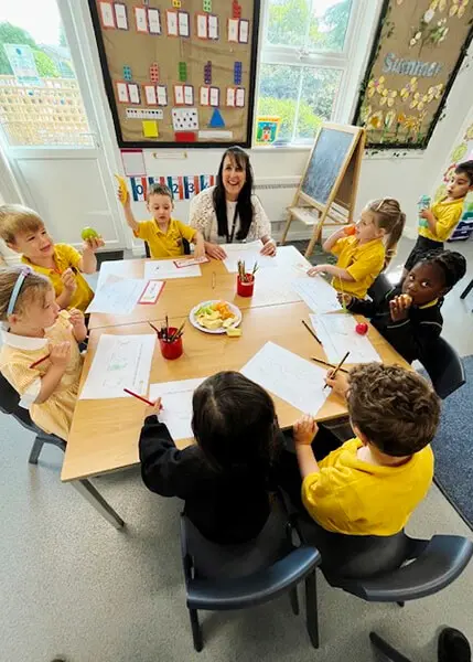 Pupils learning about French food at The Ryleys School, a private prep school for boys and girls in Alderley Edge, Cheshire
