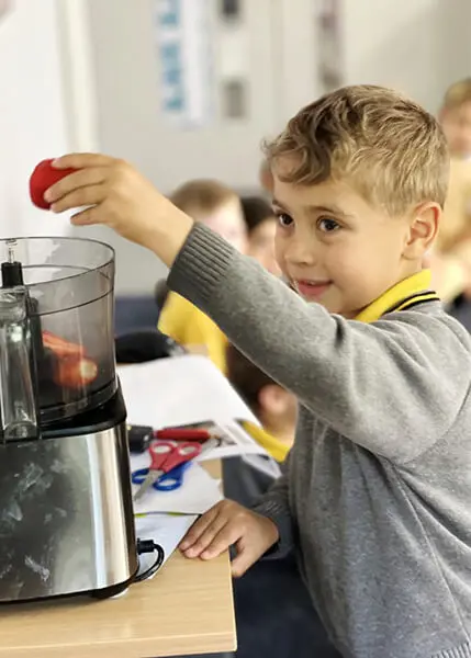 Pupils learning about French food at The Ryleys School, a private prep school for boys and girls in Alderley Edge, Cheshire