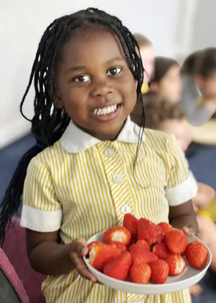 Pupils learning about French food at The Ryleys School, a private prep school for boys and girls in Alderley Edge, Cheshire
