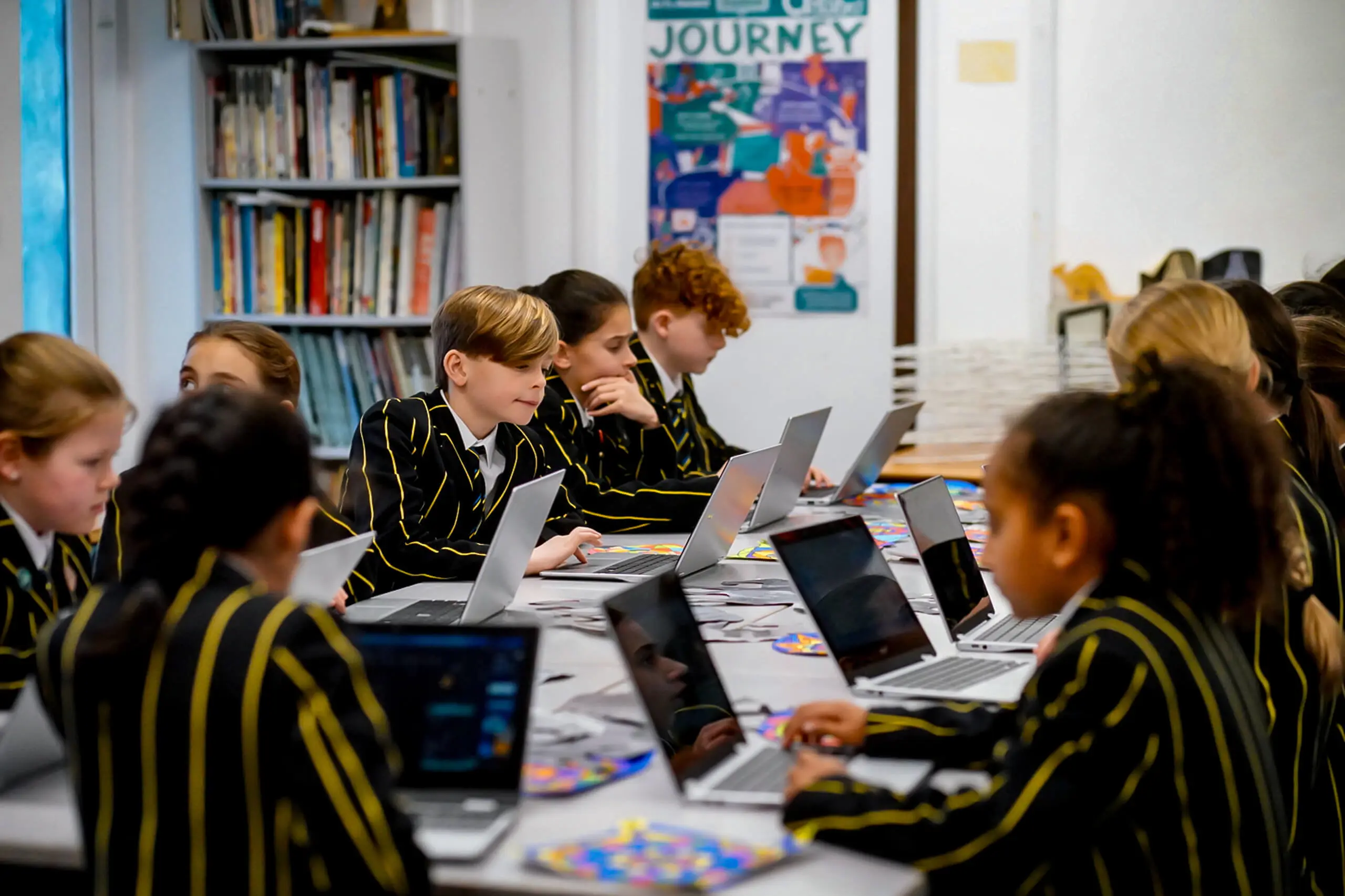 Pupils working in class at The Ryleys School, a private Prep School in Alderley Edge, Cheshire