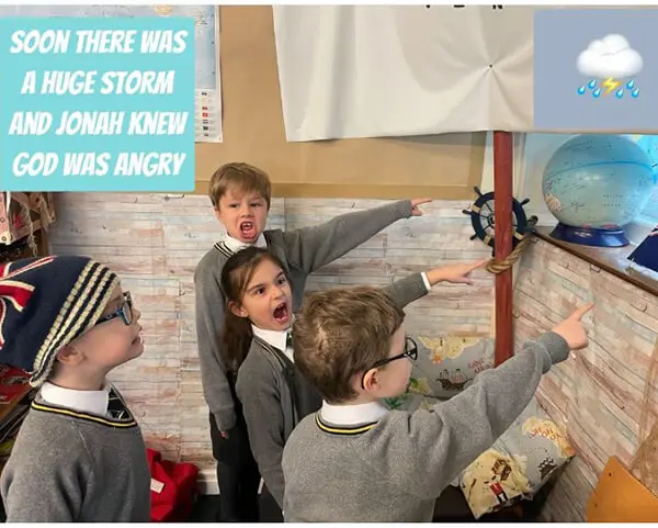 Pupils performing Jonah and The Whale at The Ryleys School, a private prep school in Cheshire