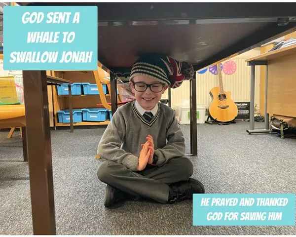 Pupils performing Jonah and The Whale at The Ryleys School, a private prep school in Cheshire
