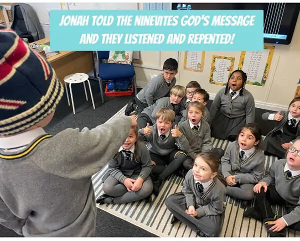 Pupils performing Jonah and The Whale at The Ryleys School, a private prep school in Cheshire