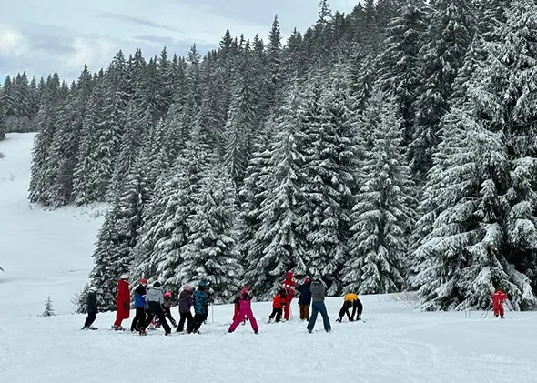 Pupils from The Ryleys School, a private school in Cheshire, enjoying their ski trip