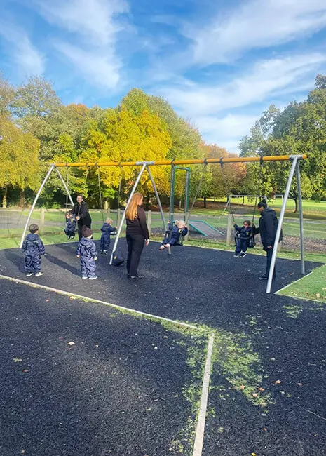 Pre-School pupils from The Ryleys School, a private school in Alderley Edge, enjoy a trip to the park