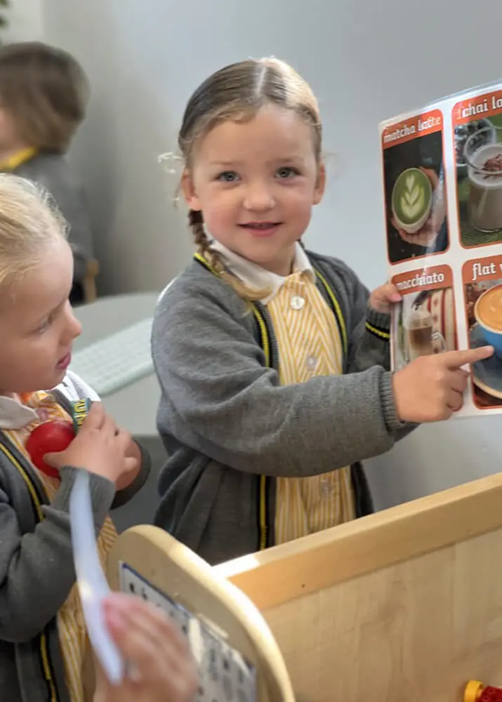 Pupils enjoying role play at The Ryleys School, a private prep school in Cheshire