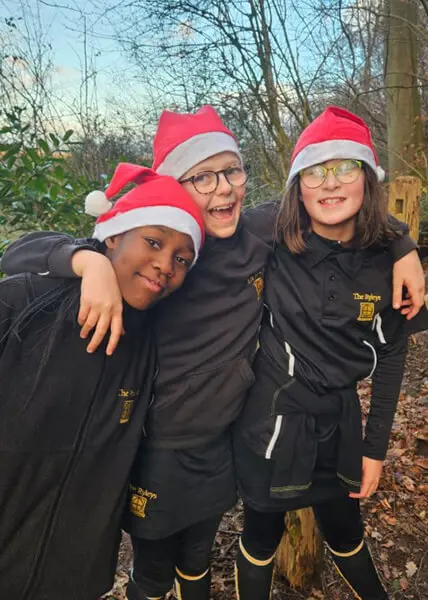 Pupils from The Ryleys School, a private school in Cheshire, taking part in Santa Dash for charity fundraising.