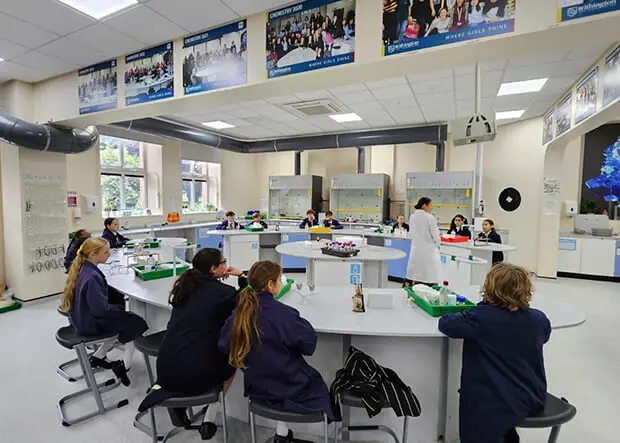 Pupils from The Ryleys School, a private school in Alderley Edge, visiting Withington Girls School