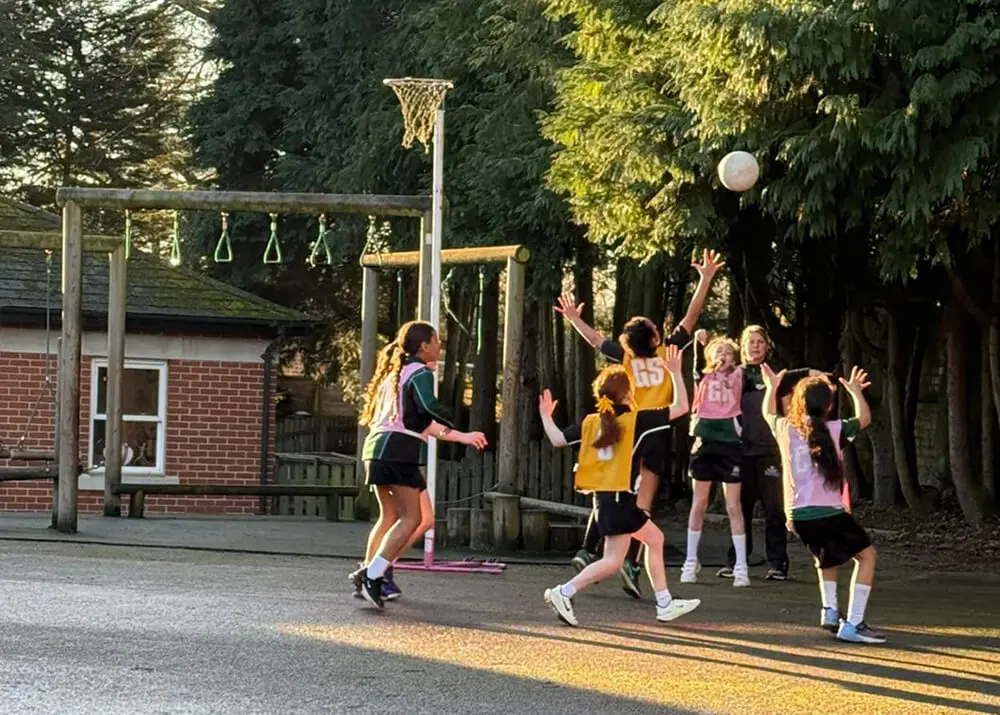 Pupils playing sports at The Ryleys School, a prep school near Cheadle Hulme