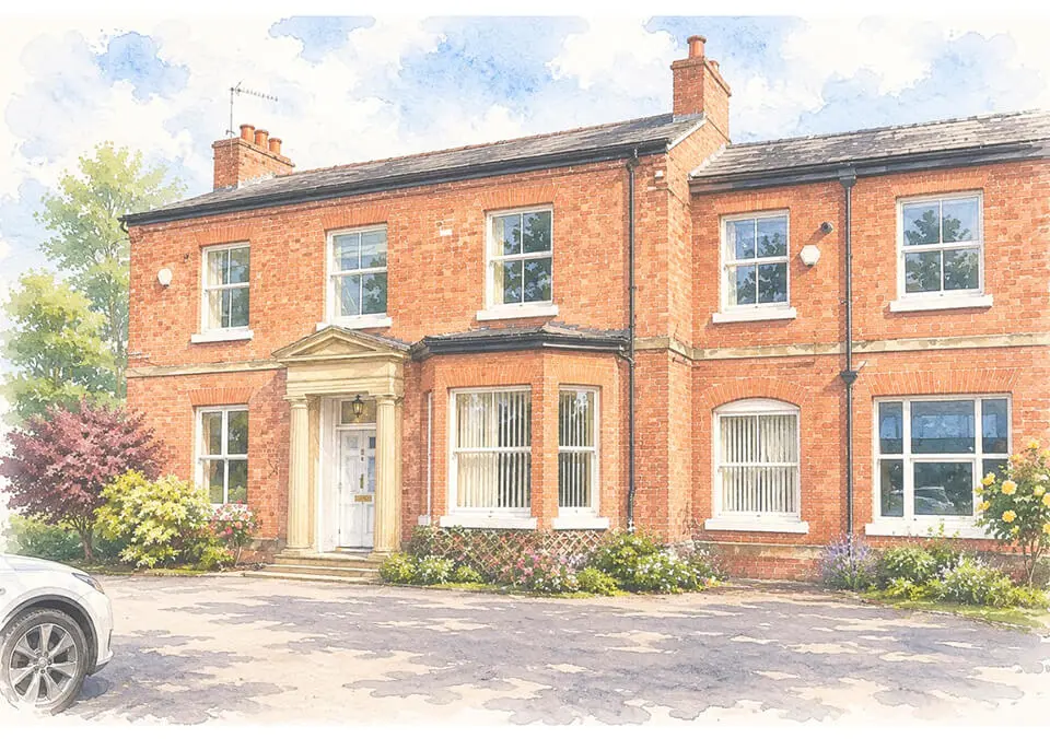 Watercolour painting showing plans for The Ryleys School, an independent school in Alderley Edge, Cheshire
