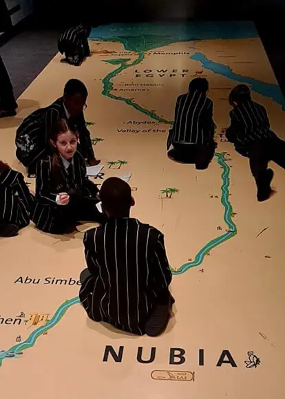 Pupils from The Ryleys School, a private school in Cheshire, at the World Museum in Liverpool