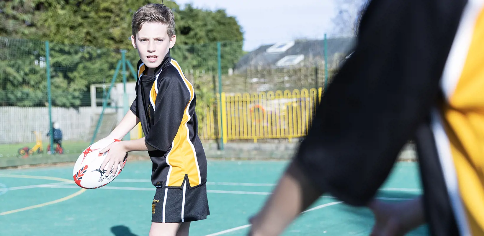 Prep School pupils playing rugby at The Ryleys School, a private school in Alderley Edge, Cheshire